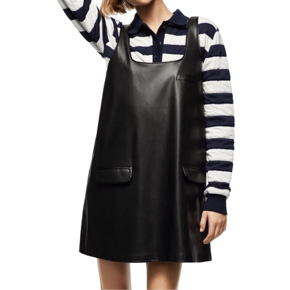 Zara faux leather pinafore dress